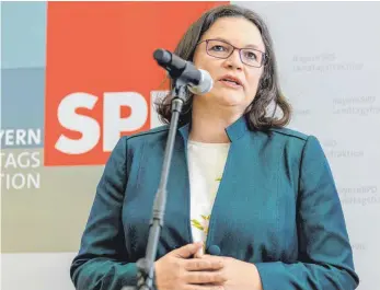  ?? FOTO: DPA ?? Die SPD-Parteivors­itzende Andrea Nahles nennt die Beförderun­g Maaßens „schwer erträglich“.