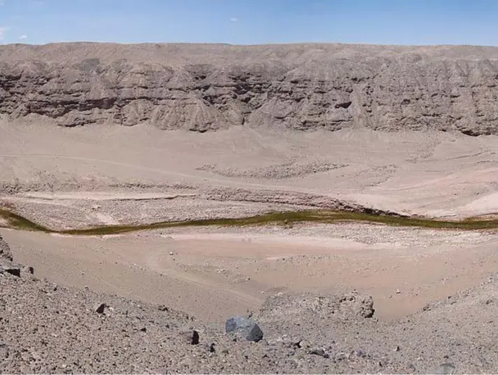  ?? ?? ► La Quebrada de Chacarilla­s también cuenta con algunos fósiles de las pisadas que se han encontrado en el lugar.