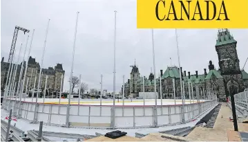  ?? JEAN LEVAC ?? The new skating rink being built on Parliament Hill will see a ban on hockey sticks, figure skating and hot chocolate.