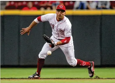  ?? DAVID JABLONSKI / STAFF ?? Reds first baseman Joey Votto was named an NL MVP finalist Monday. Votto hit .320 with 36 home runs and 100 RBIs in 2017. He reached base a team-record 321 times, a number that led all of baseball.