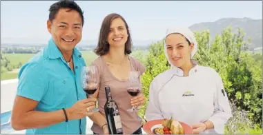  ??  ?? Nathan Fong with winemaker Andrea Leon and chef Francesca Urzúa from Lapostolle winery in Chile.