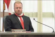  ?? Jeremy stewart ?? Cedartown City Commission Chairman Matt Foster listens to City Manager Bill Fann during the board’s August regular meeting on Aug. 10.