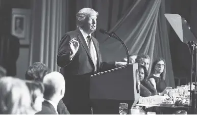  ?? AP ?? President Donald Trump speaks during the National Prayer Breakfast yesterday.