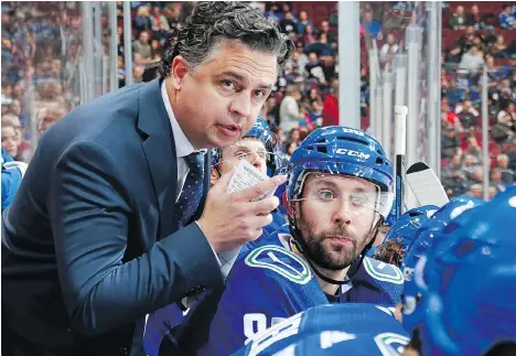  ?? JEFF VINNICK/NHLI VIA GETTY IMAGES ?? Head coach Travis Green doesn’t give veteran players a set amount of ice time based on what they’ve done in the past; he’s basing how much they play on their latest performanc­e.