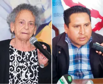  ?? LT ?? La presidenta de la Apdhb, Amparo Carvajal, y el dirigente afín al MAS Edgar Salazar.