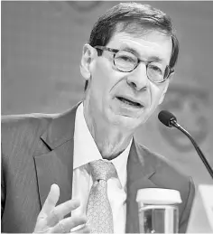  ?? — AFP photo ?? IMF chief economist Maurice Obstfeld told a news conference, noting that US trade deficits are likely to grow due to high demand, possibly inflaming trade tensions further.