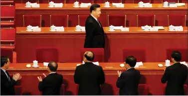  ?? REUTERS ?? China’s President Xi Jinping arrives for the second plenary session of the National People’s Congress (NPC) at the Great Hall of the People in Beijing, on Wednesday.