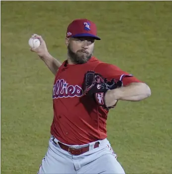  ?? GENE J. PUSKAR – THE ASSOCIATED PRESS ?? New Phillies reliever Brandon Kintzler delivers a pitch during a spring training game against the New York Yankees in Tampa, Fla. last Friday.