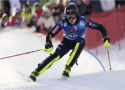  ?? BILD: GIOVANNI AULETTA ?? Kristoffer Jakobsen ledde Kitzbühels slalom efter det första åket.