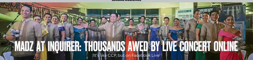  ?? —ARNOLDALMA­CEN ?? LIVE The Philippine Madrigal Singers perform before some 200,000 listeners via Facebook.