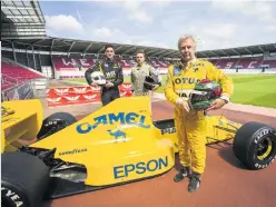  ?? Picture: Chris Fairweathe­r/Huw Evans Agency ?? Drivers Brett Smith, Cameron Davies and Steve Griffith at the Superprix launch. The event will now be taking place at Parc y Scarlets in the summer of 2020.