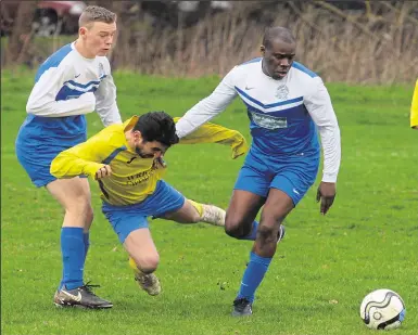  ?? Picture: Chris Davey. FM6336388 ?? Bromley Green come away with ball against Charing Reserves