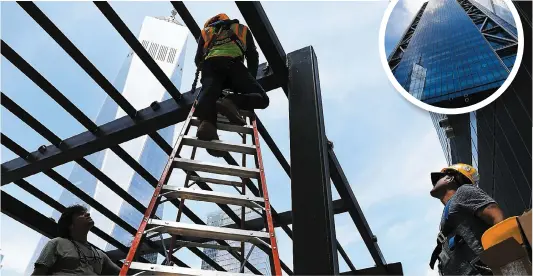  ?? PHOTO AFP ?? L’inaugurati­on du 3 World Trade Center a eu lieu hier, après des années de retards. Le mégaprojet de 80 étages est évalué à 2,7 milliards de dollars et constitue le cinquième plus grand bâtiment de New York.