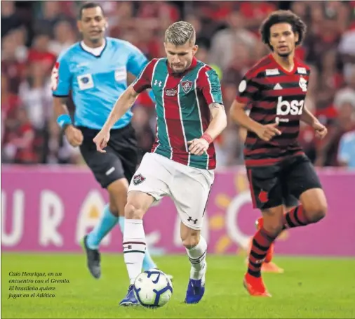  ??  ?? Caio Henrique, en un encuentro con el Gremio. El brasileño quiere jugar en el Atlético.