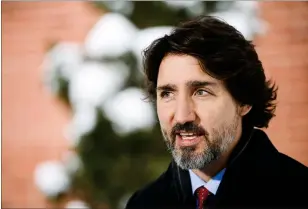  ?? CP PHOTO SEAN KILPATRICK ?? Prime Minister Justin Trudeau holds a press conference at Rideau Cottage in Ottawa on Friday.