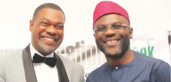  ??  ?? L-r: Muyiwa Ogungboye, Managing Director, eStream Networks and John Obaro, managing director, Systemspec­s at an ICT Investitur­e ceremony held in Lagos recently.