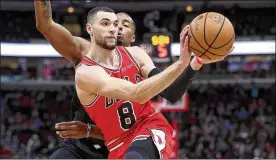  ?? ARMANDO L. SANCHEZ / CHICAGO TRIBUNE 2019 ?? “I just didn’t have any plan on changing it. Kobe was one of the main reasons I wear No. 8,” Zach LaVine said, according to NBC Sports.