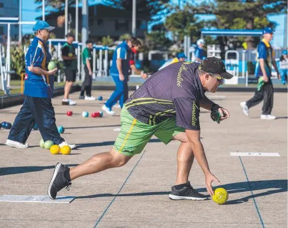  ?? Picture: BOWLS AUSTRALIA ?? Aron Sherriff in action during the Australian Open on the Gold Coast.