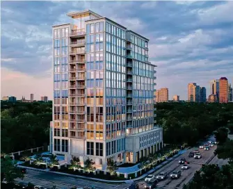  ?? Courtesy of Pelican Builders ?? Pelican Builders has topped out The Hawthorne, its 17-story Tanglewood-area high-rise condominiu­m.