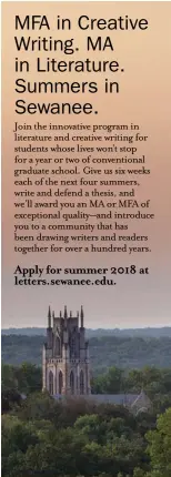  ??  ?? Apply for summer 2018 at letters.sewanee.edu.