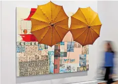  ??  ?? Brolly familiar: Robert Rauschenbe­rg’s Untitled (Spread), 1982, recalls his classic works