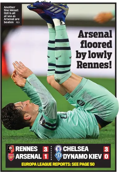  ?? REX ?? Another fine Mesut: Ozil is all at sea as Arsenal are beaten