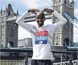  ?? Picture: Getty Images. ?? Sir Mo Farah in London ahead of tomorrow’s marathon.