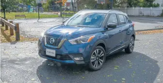  ?? JIM MAHONEY / BOSTON HERALD ?? SURE-FOOTED: The 2018 Nissan Kicks SR PT has a 125-hp 1.6-liter 4-cylinder motor that holds its own on the highway.