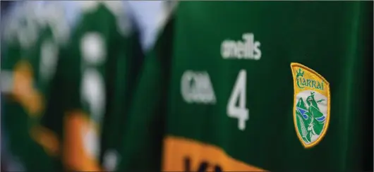  ??  ?? A detailed view of the Kerry jersey hanging in the dressing room ahead of the Co-Op Superstore­s Munster Hurling League 2019 match between Tipperary and Kerry at MacDonagh Park in Nenagh Photo by Eóin Noonan/Sportsfile