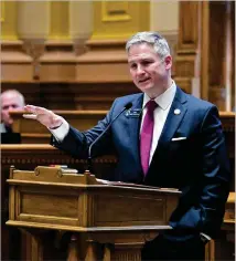  ?? HYOSUB SHIN/AJC 2021 ?? State Sen. John Kennedy, R-macon, presents newly drawn congressio­nal maps at the Georgia State Capitol in Atlanta on Nov. 19, 2021. Republican­s solidified majorities over Democrats: 101-89 in the state House and 33-23 in the state Senate.