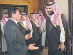  ??  ?? A handout picture provided by the Saudi Royal Palace on April 11, shows Saudi Arabia’s Deputy Crown Prince Mohamed bin Salman (right) meeting with Philippine­s President Rodrigo Duterte in the capital Riyadh. Duterte, at the start of a Gulf tour, visits...