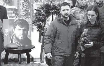  ?? FOTO AP ?? Dmytro Kocjubajlo padl u Bachmutu 7. března. Poslední rozloučení proběhlo v kyjevském chrámu svatého Michala 10. března.