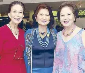  ??  ?? Ching Montinola, Criselda Lontok and Menchu Concepcion