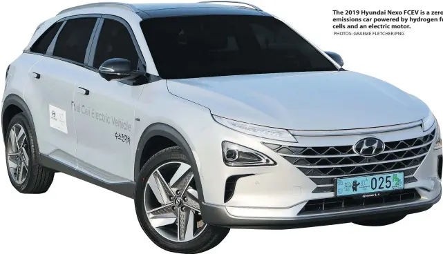  ?? PHOTOS: GRAEME FLETCHER/PNG ?? The 2019 Hyundai Nexo FCEV is a zero emissions car powered by hydrogen fuel cells and an electric motor.