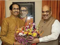  ??  ?? Shiv Sena chief Uddhav Thackeray ( left) with BJP president Amit Shah