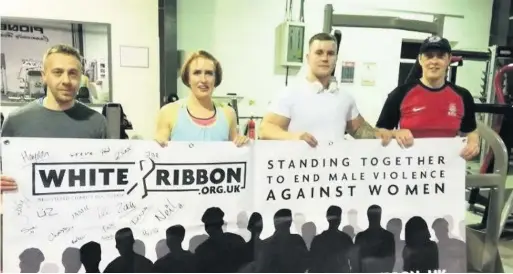  ??  ?? ●● Community Boxing Club in Rawtenstal­l, Pioneer Gym in Bacup and Boxing Bootcamp in Haslingden promoted the White Ribbon Campaign