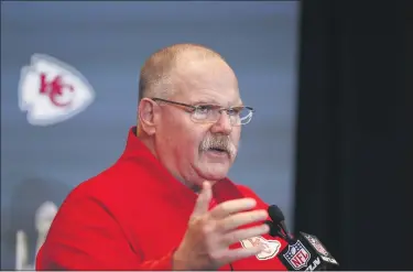  ?? BRYNN ANDERSON — THE ASSOCIATED PRESS ?? Chiefs coach Andy Reid speaks during a January news conference in Aventura, Fla.