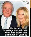  ?? ?? His longest marriage was to fourth wife Linda Stokes and endured 14 years