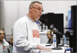  ?? MICHAEL CONROY / AP ?? “There are a lot of things we can do at No. 1 and not just get a quarterbac­k,” Browns general manager John Dorsey said Thursday at the NFL combine.