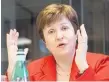  ?? Photo / AP ?? Kristalina Georgieva gave her first major address as the IMF head.