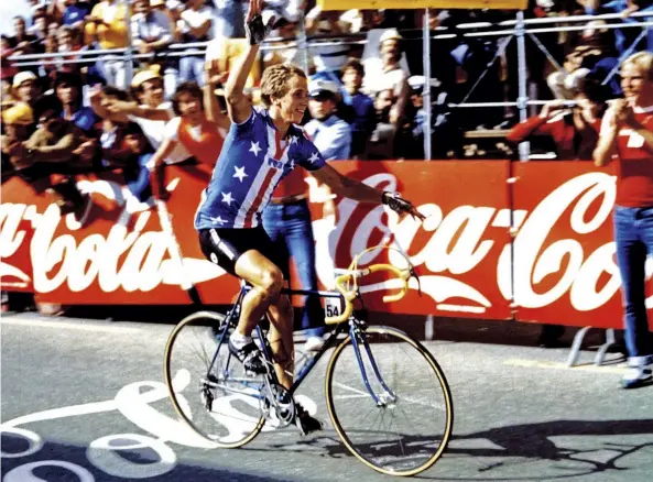  ??  ?? LeMond crossed the line alone and more than a minute ahead of the chasers