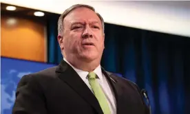  ??  ?? US embassy was forced to clarify the country has ‘absolute confidence in Australia’ after Mike Pompeo appeared to say the US would suspend informatio­n sharing with Australia over China’s belt and road initiative. Photograph: Nicholas Kamm/AFP/Getty Images