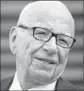  ?? AFP/Getty Images ?? RUPERT MURDOCH plans to remain executive chairman of Fox.