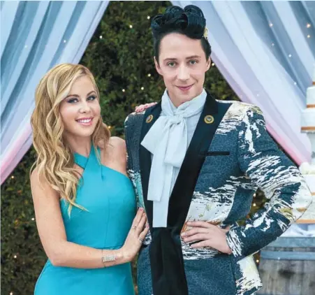  ??  ?? Tara Lipinski and Johnny Weir host “Wedding Cake Championsh­ip”