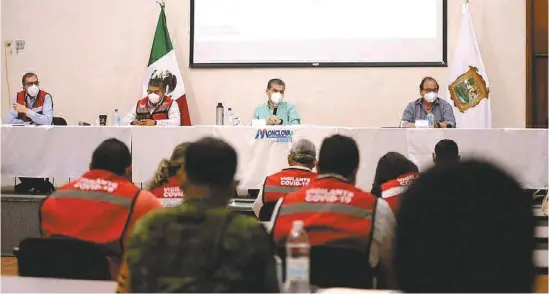  ?? J. ROSALES ?? Riquelme felicitó al Subcomité de Salud en Monclova por ser ‘la única región que va a la baja en número de contagios’.