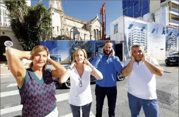  ?? (Photos P.L. et DR) ?? Après la fermeture de la rue, les commerçant­s doivent composer avec le bruit occasionné par le chantier.