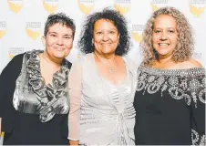  ??  ?? Celebratin­g success in Indigenous education at the USQ NAIDOC Ball are (from left) Raelene Ward, Esther Garcia and Bec Heading.