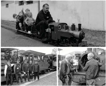  ??  ?? Petit train de jardin, vieille locomotive et trains d’époque, il y en avait pour tous les âges au Festival vapeur du Mtvs.