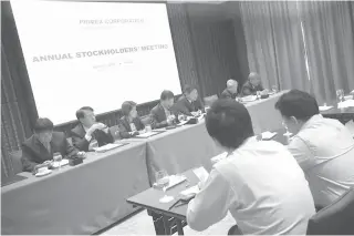  ?? PHOTO BY RUY L. MARTINEZ ?? Primex Corp. announced plans to build a 50-story tower in San Juan City during its annual stockholde­rs’ meeting held at the Marco Polo Hotel in Ortigas Center on Friday.