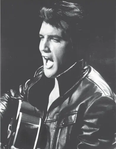  ?? POSTMEDIA NEWS FILES ?? Elvis Presley 50 years ago wearing a black leather suit in a television special that revived his flagging career. Presley was as hip-shakin’ and heart-breakin’ as ever. His wife Priscilla said Elvis knew it would be make-it-or-break-it.